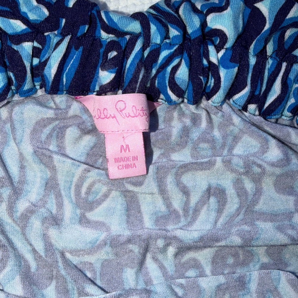 Lilly Pulitzer Ribbit Summer Navy Ruffle Strapless Mini Dress - Picture 4 of 5
